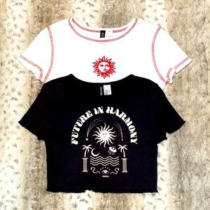 DIVIDED H&M Graphic Cropped Tees (set of 2), Size S